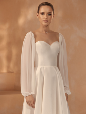 Bianco Evento R001 Tule Mouwen | Maat: L/XL