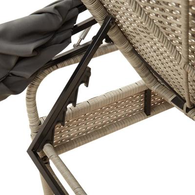 Ligbedden 2 st met luifels en tafel poly rattan lichtgrijs - thumbnail