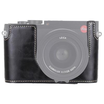 1/4 inch draad PU leder Camera Half Case Base voor Leica Q (Typ 116)(Black)