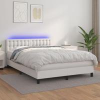 Boxspring met matras en LED kunstleer wit 140x200 cm - thumbnail