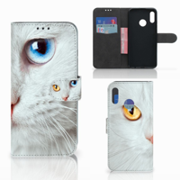 Honor 10 Lite | Telefoonhoesje | Met pasjeshouder | Witte Kat - thumbnail