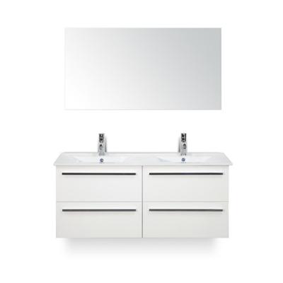 Seville Badmeubelset 120 cm - 4 laden Wit Hoogglans - Keramische Wastafel Wit Enjoy - met Spiegel