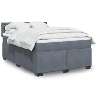 Boxspring met matras fluweel donkergrijs 140x190 cm - thumbnail