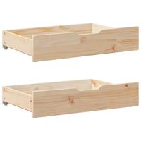 VidaXL Bedlades 2 st met wieltjes 80x55x17 cm massief grenenhout - thumbnail