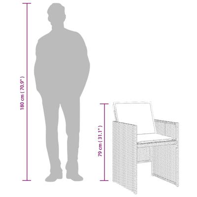 5-delige Tuinset met kussens poly rattan beige - thumbnail
