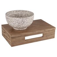 Differnz fonteinset - 40x25x10cm - Rechthoek - 0 kraangaten - zwart/wit terazzo waskom - Hout bruin eiken SW642467 / SW794594 - thumbnail