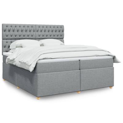 Boxspring met matras stof lichtgrijs 200x200 cm