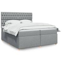 Boxspring met matras stof lichtgrijs 200x200 cm - thumbnail