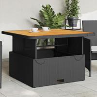Tuintafel 110x110x71 cm poly rattan en massief acaciahout zwart - thumbnail