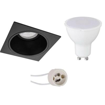 Dimbare LED Inbouw Spot Set GU10 - Vierkant Mat Zwart 6W 4200K