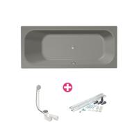 Xenz Aruba Ligbad - 180x80x48 - afvoer Midden - acryl - cement 6891-06 - thumbnail