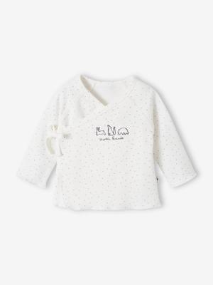 Babyhemdje voor pasgeborenen van biologisch katoen wit, bedrukt