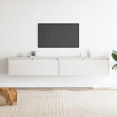 Wandkasten 2 st 100x30x35 cm massief grenenhout wit