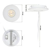 Set van 2 Pavo - Platte LED ipbouwspots met lage inbouwdiepte 12mm - 3 Watt 300 Lumen - 2700K Warm wit - Dimbaar - Rond - Meubelspot - IP44 waterdicht - Wit - thumbnail