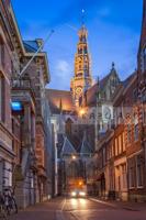 Schilderij - Haarlem, grote Bavo kerk , Multikleur , 2 maten , Premium Print - thumbnail