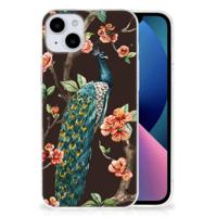 iPhone 15 Plus | TPU Hoesje | Pauw met Bloemen - thumbnail