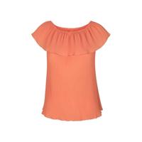 Cassis top met volant koraalrood - thumbnail