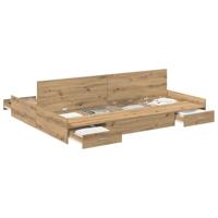 Opbergbedframe met lade artisanaal eikenkleurig 160 x 200 cm - thumbnail