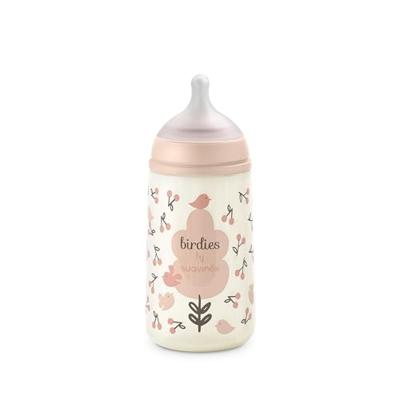 SUAVINEX Birdies Babyfles - SX Pro M Speen - 270 ml - 3 tot 6 maanden - Roze