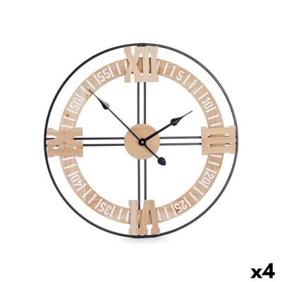 Muurklok Gift Decor Zwart Hout Metaal Hout MDF 60 x 60 x 5 cm (4 Stuks)