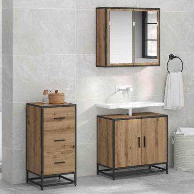 Dressoir artisanaal eikenkleurig 35.5 x 35 x 76 cm Bewerkt hout Dressoir artisanaal eikenkleurig 35.5 x 35 x 76 cm Bewerkt hout