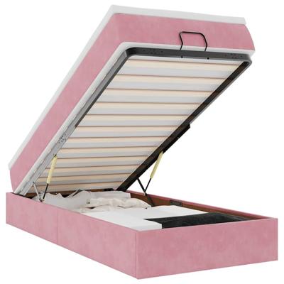 Ottoman bed met matras 80x200cm fluweel roze