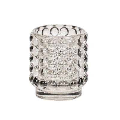 Housevitamin theelichthouder dots glas grijs 8 cm | 18 stuks