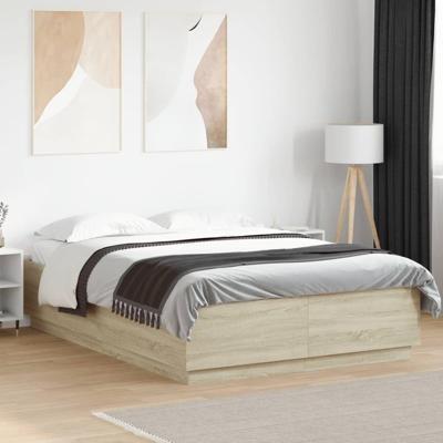 Bedframe met LED-verlichting sonoma eikenkleurig 150x200 cm