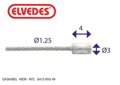 Elvedes gaskabel binnen ton rvs 49-draads (6413rvs-49)