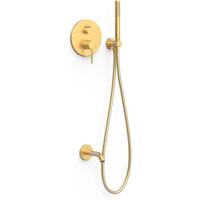 Badkraan Inbouw Tres Study Exclusive met Staafhanddouche, Wanduitloop en Mengkraan Rapid Box Goud - thumbnail