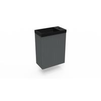 Fonteinkast Cement Arcqua Ridge 40x55x28 cm Incl. Fontein Mat Zwart Zonder Overloop - thumbnail