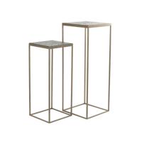 Light & Living Zuil 'Chisa' Set van 2 stuks, kleur Zwart/Antiek Brons - thumbnail