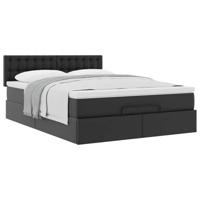 Ottoman bed met matras 140x200cm kunstleer zwart - thumbnail