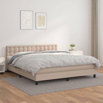 Boxspring met matras kunstleer cappuccinokleurig 180x200 cm