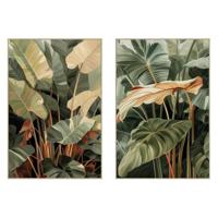 Schilderij Home ESPRIT Geel Groen Terra cotta Palmen Tropisch (2 Stuks) - thumbnail