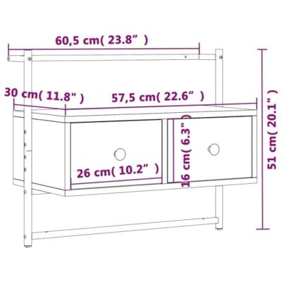 Tv-meubel wandgemonteerd 60,5x30x51 cm hout bruineikenkleurig Tv-meubel wandgemonteerd 60,5x30x51 cm hout bruineikenkleurig