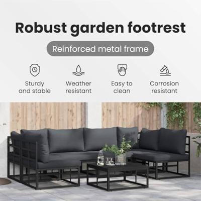 Tuinbankenset met kussen 6 pcs Zwart Aluminium