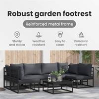 Tuinbankenset met kussen 6 pcs Zwart Aluminium - thumbnail