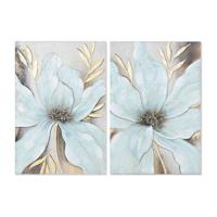 Canvas Home ESPRIT Blauw Gouden Bloem Shabby Chic 60 x 3 x 90 cm (2 Stuks) - thumbnail