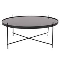 Zuiver Ronde Salontafel 'Cupid' Glas, 82cm, kleur Zwart - thumbnail