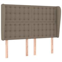 Hoofdbord met randen 147x23x118/128 cm stof taupe - thumbnail