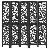 Kamerscherm met 5 panelen massief paulowniahout zwart - thumbnail