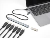 DeLOCK 4 Port Slim USB Hub with USB Type-C™ or USB Type-A to 3 x USB 5 Gbps USB Type-C™ + 1 x USB 5 Gbps Type-A - thumbnail