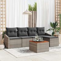 Tuinbankenset met kussen 6 pcs Grijs poly rattan - thumbnail