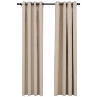 VidaXL Gordijnen linnen-look verduisterend ogen 2 st 140x225 cm beige - thumbnail