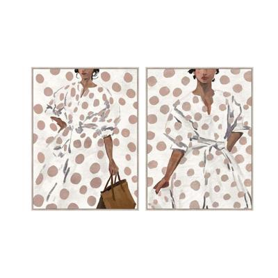 Schilderij Home ESPRIT Wit Bruin Vrouw Stads 90 X 4 X 119,5 CM (2 Stuks)