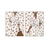 Schilderij Home ESPRIT Wit Bruin Vrouw Stads 90 X 4 X 119,5 CM (2 Stuks) - thumbnail