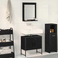 Badkamermeubelset Wandgemonteerd 2 pcs Zwart Bewerkt hout - thumbnail