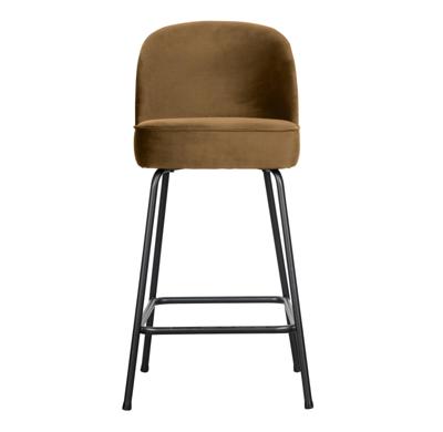WOOOD Barstoel 'Vogue' Velvet, kleur Honing Geel (zithoogte 64cm)
