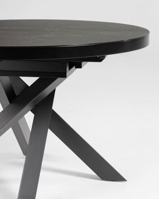 Kave Home Uitschuifbare Ronde Eettafel 'Vashti' 120-160 x 120cm, kleur Zwart Marmer